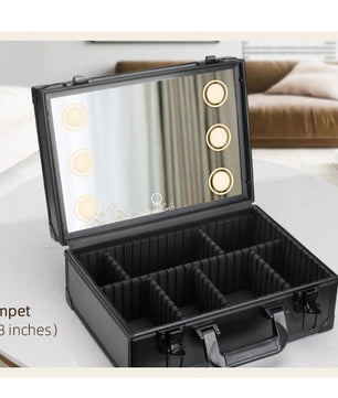 Make-up Reiskoffer met LED Spiegel – Waterdichte Organizer met Verstelbare Verdelers