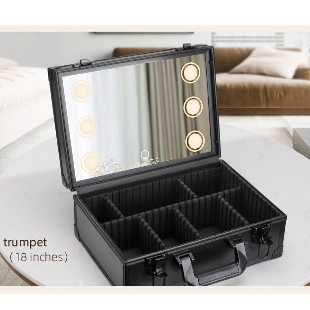 Make-up Reiskoffer met LED Spiegel – Waterdichte Organizer met Verstelbare Verdelers