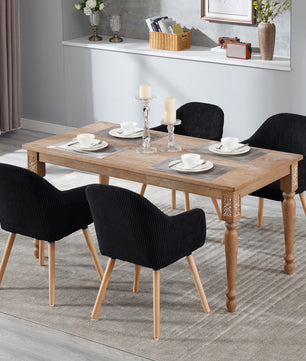 Moderne Eetkamerstoel met Armleuningen – Gestoffeerde Corduroy Keukenstoel – Scandinavisch Design – Comfortabele Rugleuning – Meerdere Kleuren