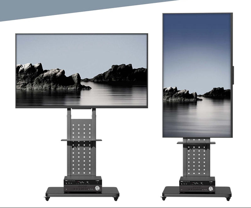 Draaibare TV Vloerstandaard 32–65 inch – Mobiele TV Beugel met Hoogteverstelling