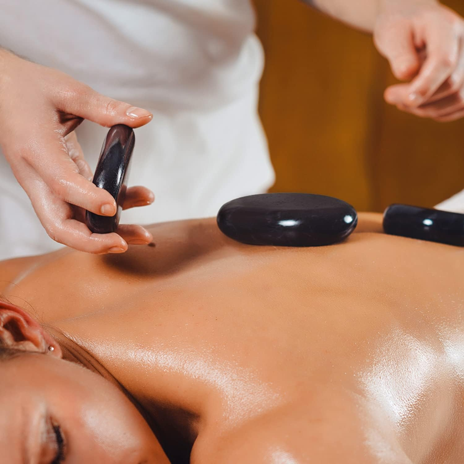 Set van 6 Hot Stone Massagestenen – Basalt Stenen voor Ontspanning en Spierherstel