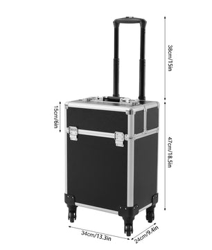 Professionele Rollende Make-up Reiskoffer – Cosmetische Trolley met Wielen en Sleutels, Grote Capaciteit