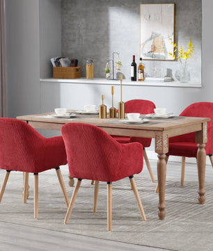 Moderne Eetkamerstoel met Armleuningen – Gestoffeerde Corduroy Keukenstoel – Scandinavisch Design – Comfortabele Rugleuning – Meerdere Kleuren