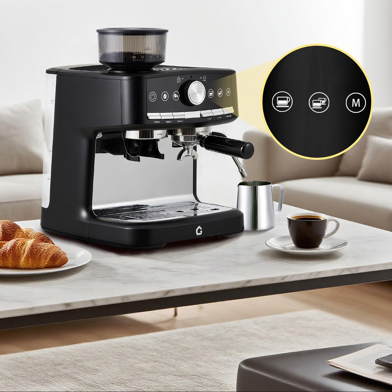 Espressomachine 20 Bar met Molen en Melkopschuimer