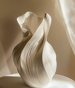 Scandinavische Keramische Vaas 17,5 cm – Abstract Gras Design Decoratieve Bloemenvaas voor Woonkamer en Bureau