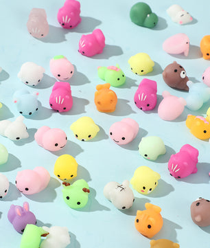 50-5 Stuks Mochi Squishies Kawaii Dieren – Antistress Squeeze Speelgoed 3-5 cm