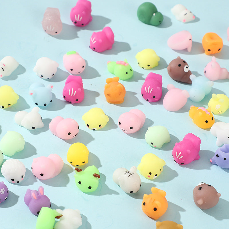 50-5 Stuks Mochi Squishies Kawaii Dieren – Antistress Squeeze Speelgoed 3-5 cm
