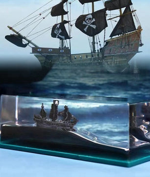 Black Pearl Boot Vloeistofdecoratie – Drijvende Scheepsfles van Acryl, Onbreekbaar en Roterend Design