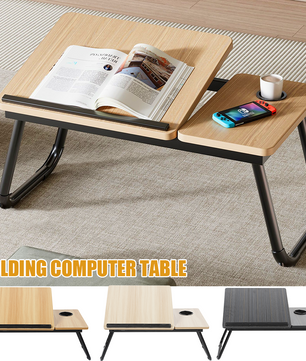 Opklapbare Laptoptafel met Bekerhouder – Verstelbaar Schootbureau voor Bed en Bank