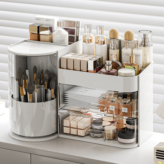 Roterende Make-up Organizer met Laden – Borstelhouder en Cosmetica Opbergdoos