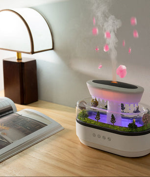 Aroma Luchtbevochtiger met Regendruppel Effect en LED Licht – Ultrasone Diffuser met Witte Ruis