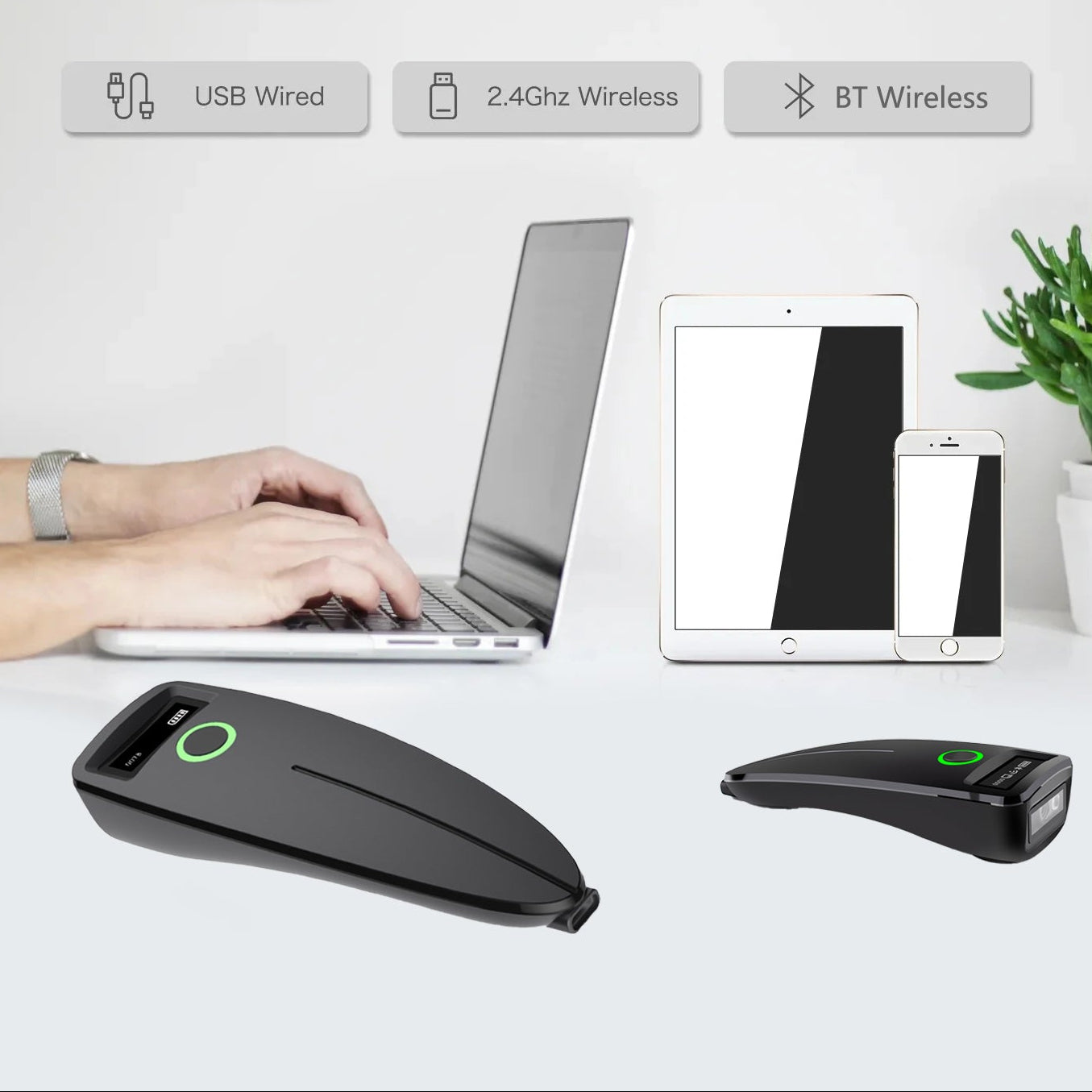 Mini Draadloze 2D Barcodescanner – Bluetooth QR en Barcode Reader met Opslagfunctie