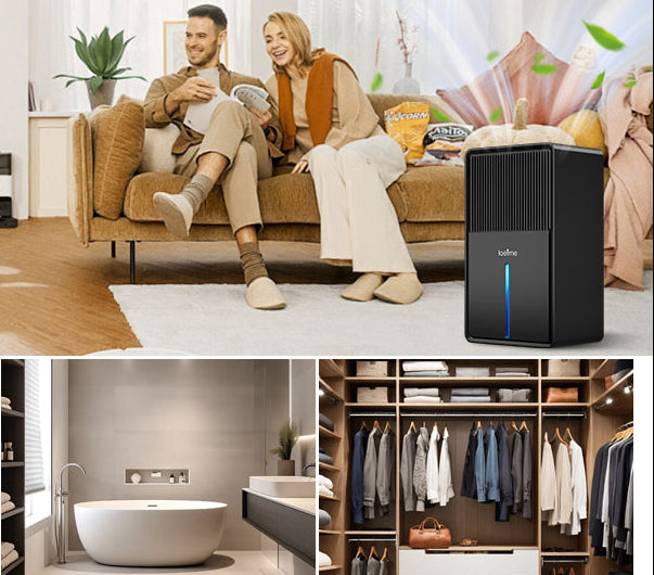 Compacte Luchtontvochtiger 3L – Stil met Luchtreiniging, Droogfunctie en RGB Verlichting