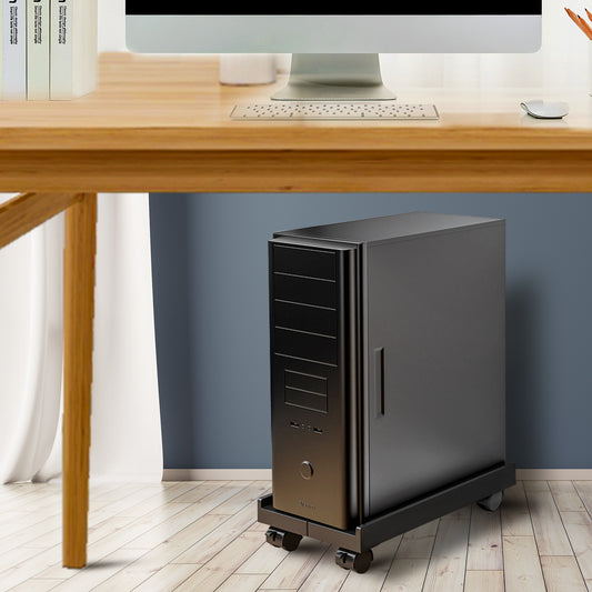 Verstelbare PC Torenstandaard met Wielen – Mobiele CPU Houder voor Onder Bureau