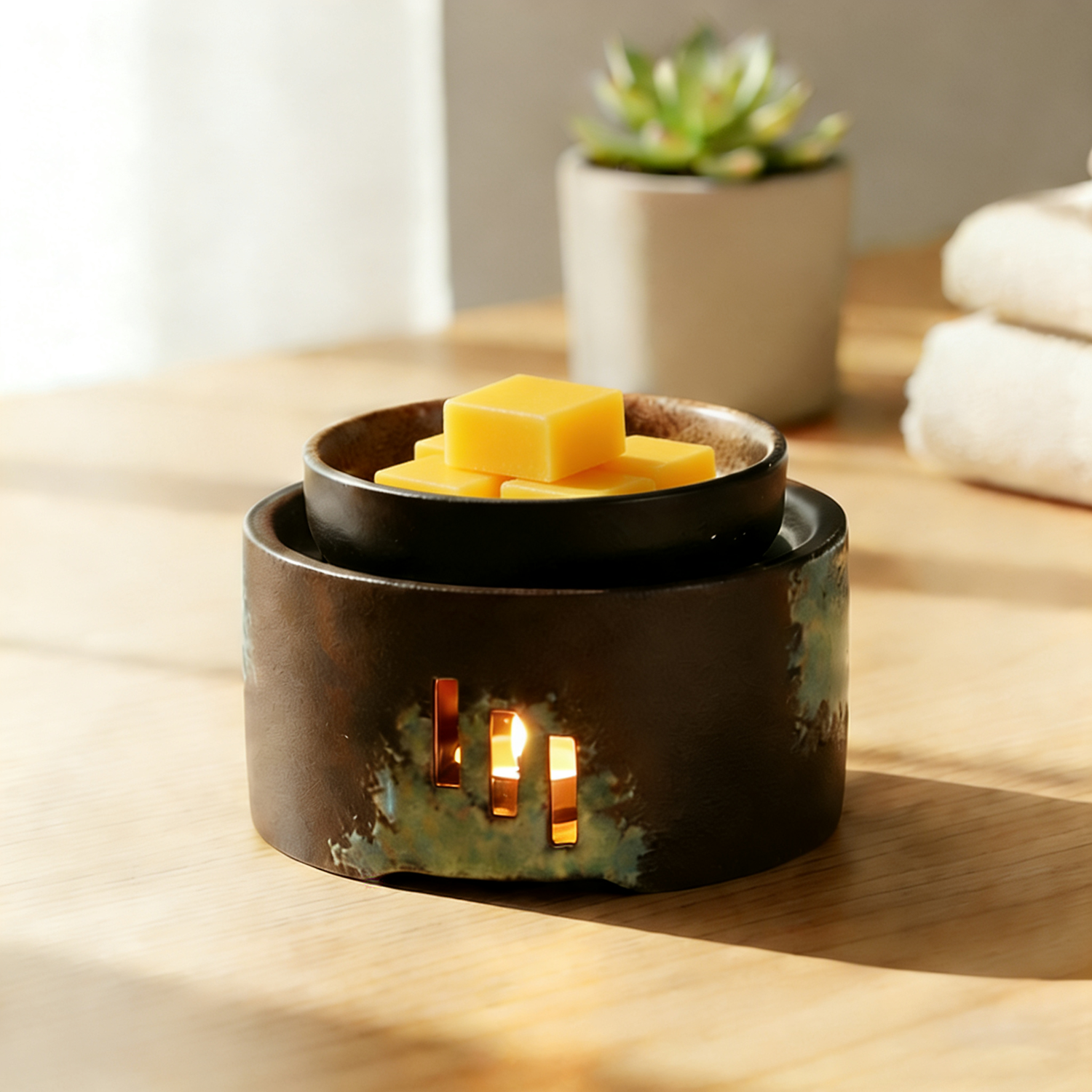Keramische Aromatherapiebrander – Wax Melt en Olieverspreider met Kaarsverwarming voor Spa en Interieur