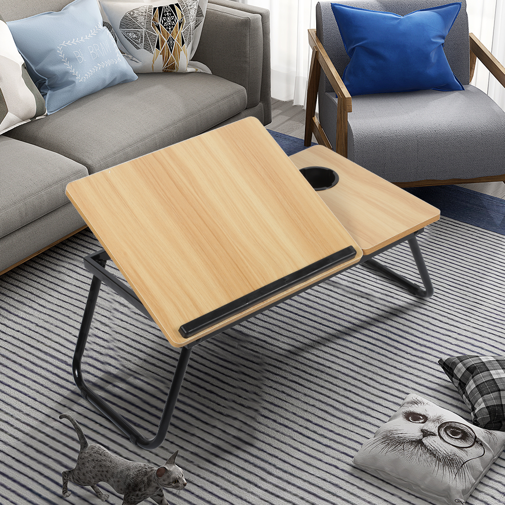 Opklapbare Laptoptafel met Bekerhouder – Verstelbaar Schootbureau voor Bed en Bank
