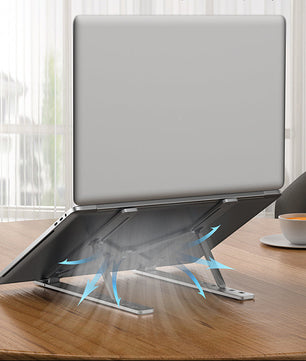 Verstelbare Aluminium Laptopstandaard – Opvouwbare en Draagbare Verhoger met Koelfunctie en Antislip Ontwerp