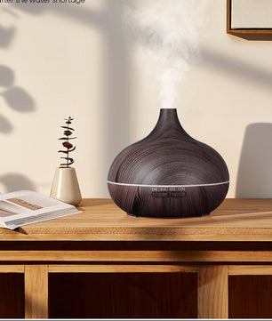 500ml Aroma Diffuser met Houtlook en Afstandsbediening – Ultrasone Luchtbevochtiger met LED Licht