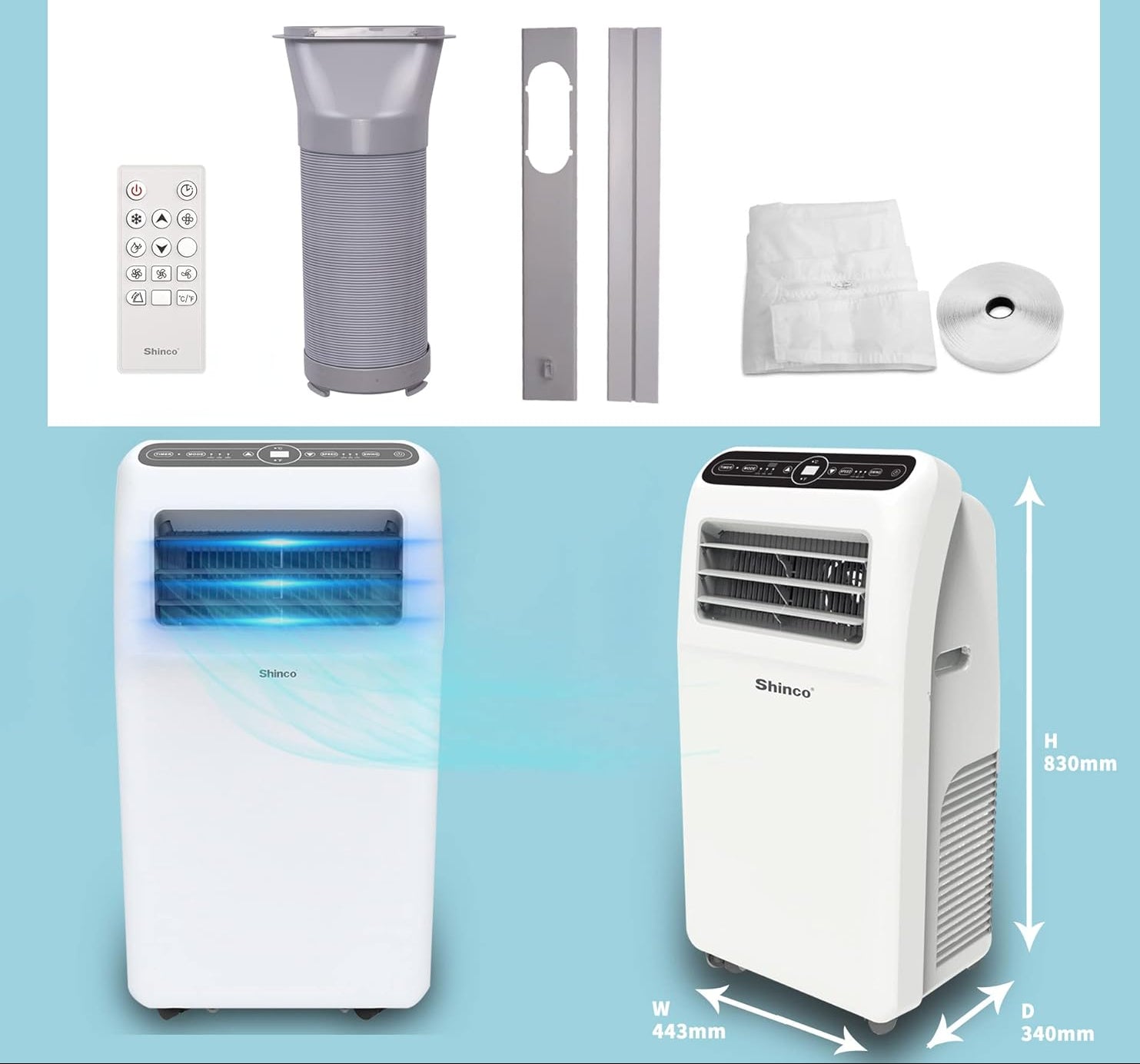 Mobiele Airconditioner 12000 BTU – 3-in-1 Koelen, Ventileren en Ontvochtigen met Uitlaatslang