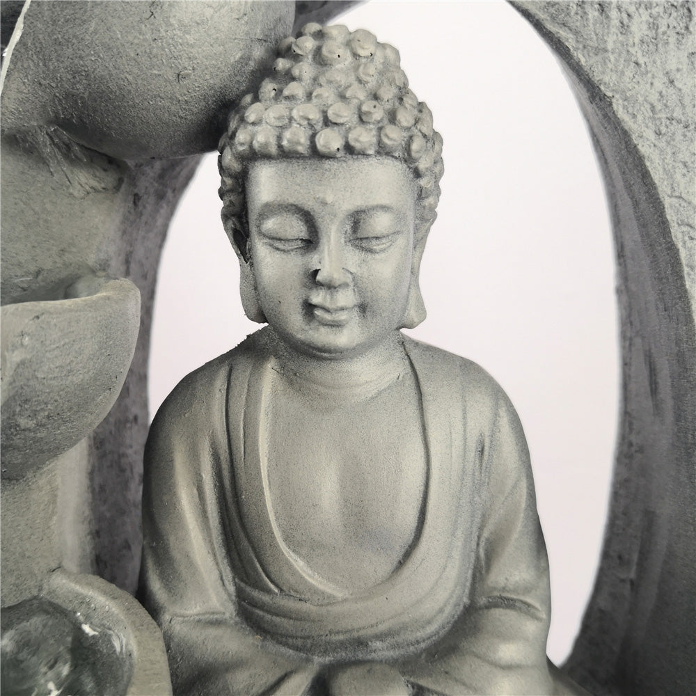 Tafelblad Waterfontein met LED Verlichting – Boeddha Decoratief Waterornament voor Binnen