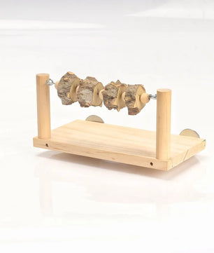 Houten Papegaai Platform met Zitstok – Vogel Kooi Accessoire met Kauwtouw