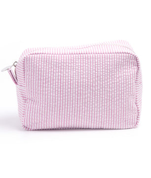 Seersucker Make-up Tas met Ruches – Gestreepte Cosmetische Reistas met Rits