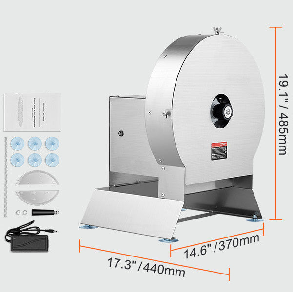 Elektrische Groentesnijder met Instelbare Dikte 0–12 mm – Commerciële Snijmachine met Handmatige Stand