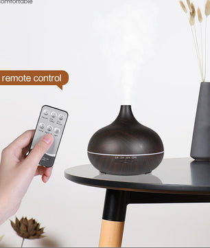 500ml Aroma Diffuser met Houtlook en Afstandsbediening – Ultrasone Luchtbevochtiger met LED Licht