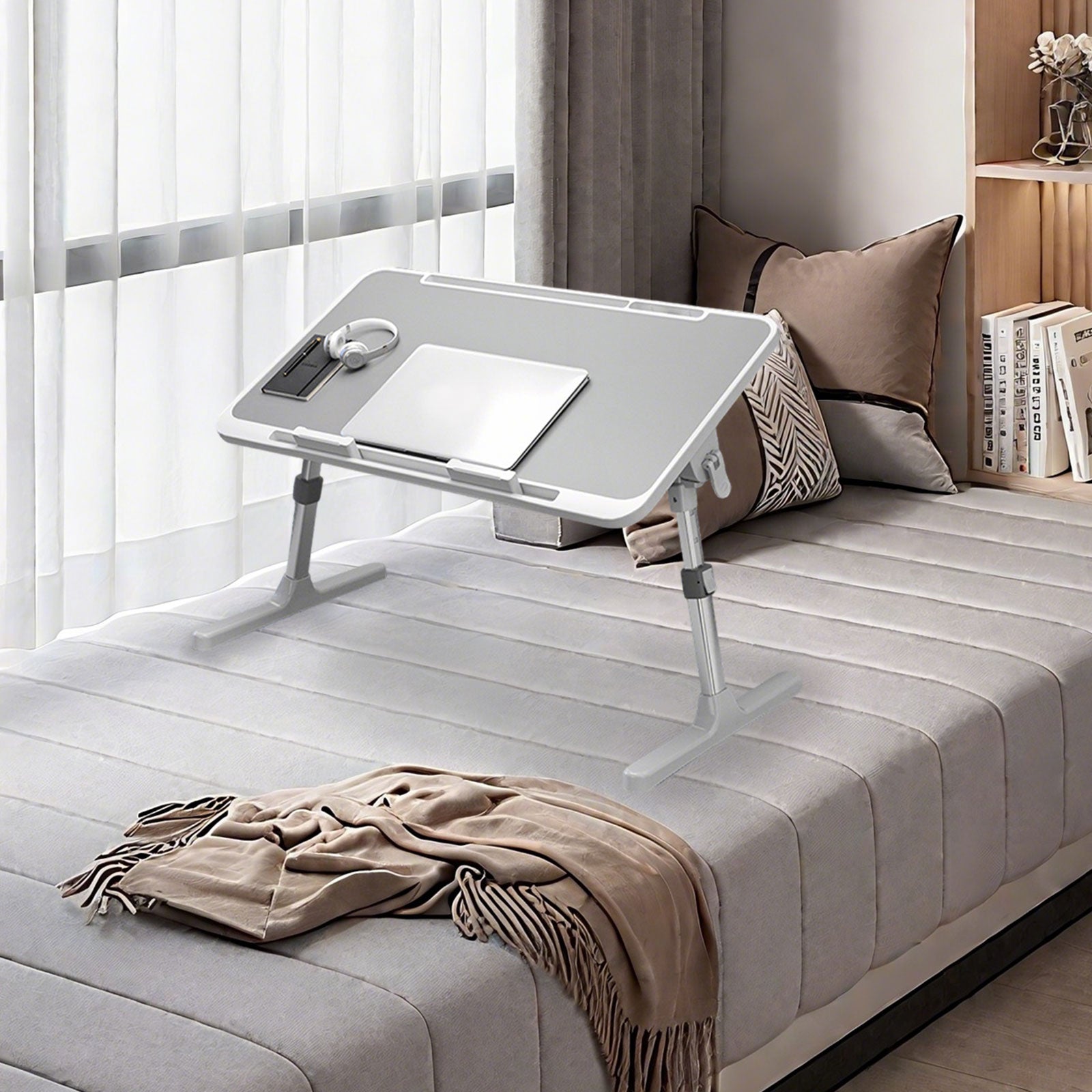 Ergonomisch Opklapbaar Laptopbureau – Verstelbare Bedtafel met Hoogte en Hoekinstelling