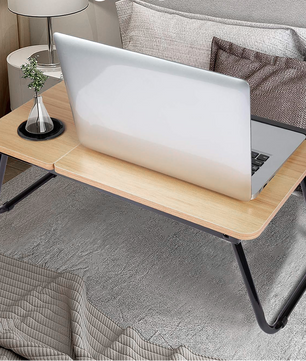 Verstelbaar Opklapbaar Laptopbureau met Bekerhouder voor Bed en Bank – Draagbare Multifunctionele Bedtafel voor Werken en Studeren