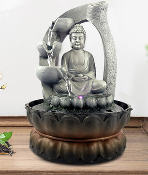 Tafelblad Waterfontein met LED Verlichting – Boeddha Decoratief Waterornament voor Binnen
