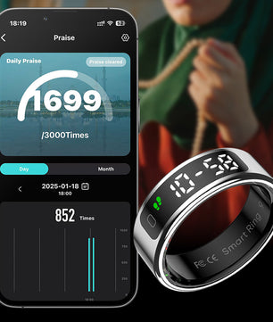 Slimme Ring met Touch Display en Draadloos Opladen – Gezondheidsmonitor en Waterdicht