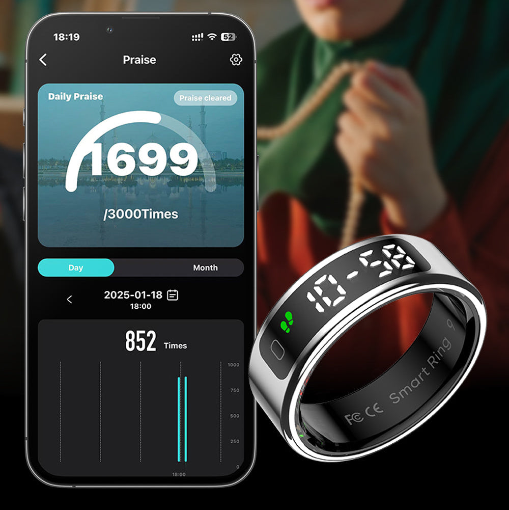 Slimme Ring met Touch Display en Draadloos Opladen – Gezondheidsmonitor en Waterdicht