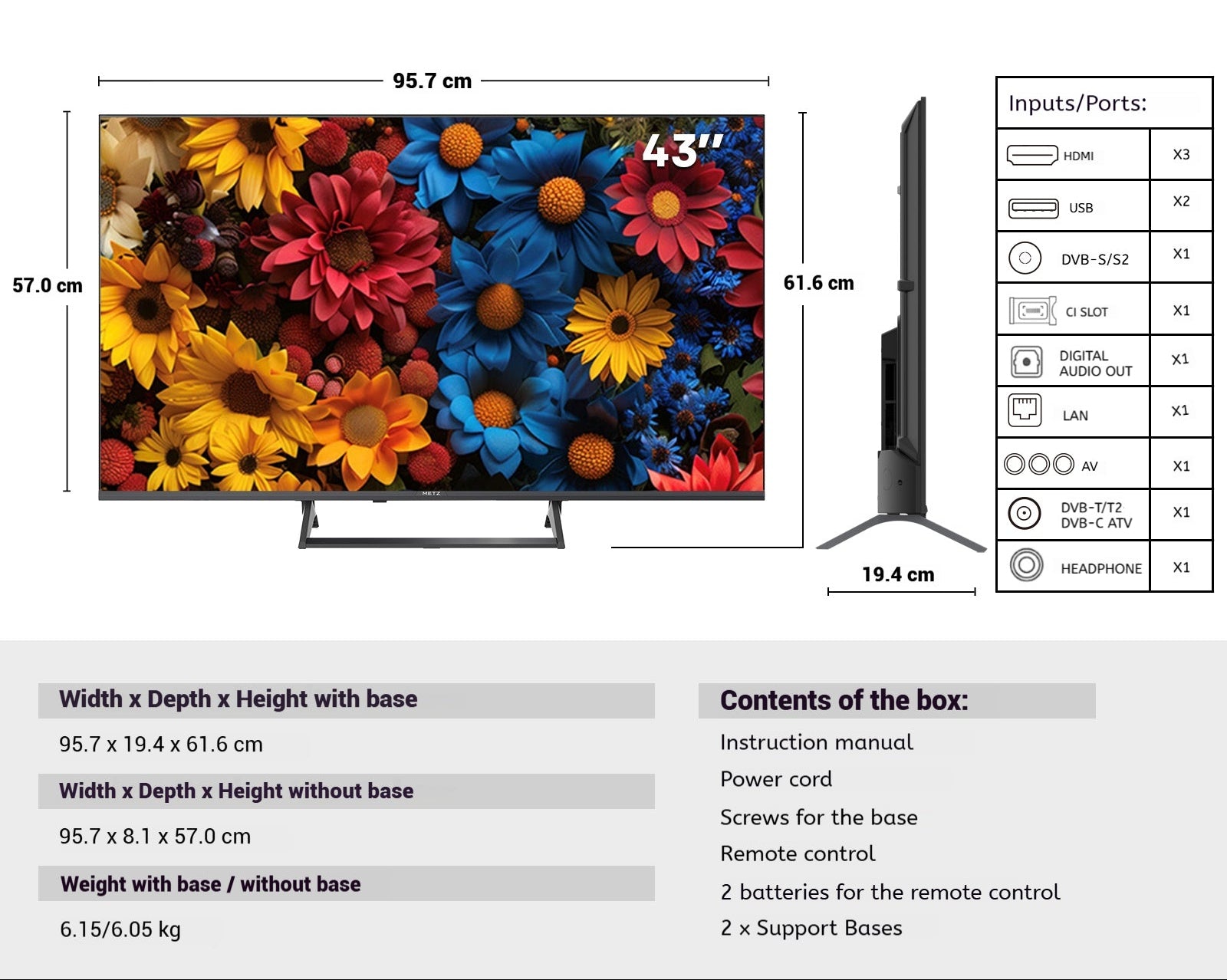 43 Inch 4K QLED Smart TV met Google TV – Dolby Atmos, HDR en Game Mode