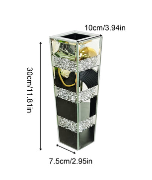 Hoge Vloerspiegelvaas met Verpletterde Diamanten – Luxe Glazen Kristal Vaas voor Woondecoratie en Evenementen