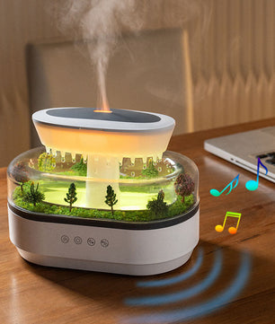 Aroma Luchtbevochtiger met Regendruppel Effect en LED Licht – Ultrasone Diffuser met Witte Ruis