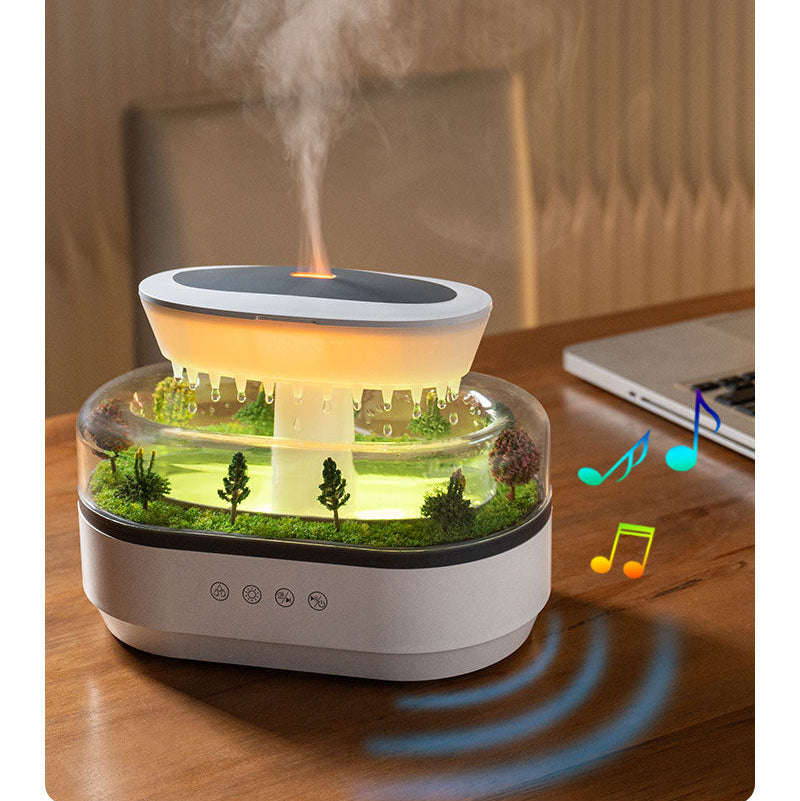 Aroma Luchtbevochtiger met Regendruppel Effect en LED Licht – Ultrasone Diffuser met Witte Ruis