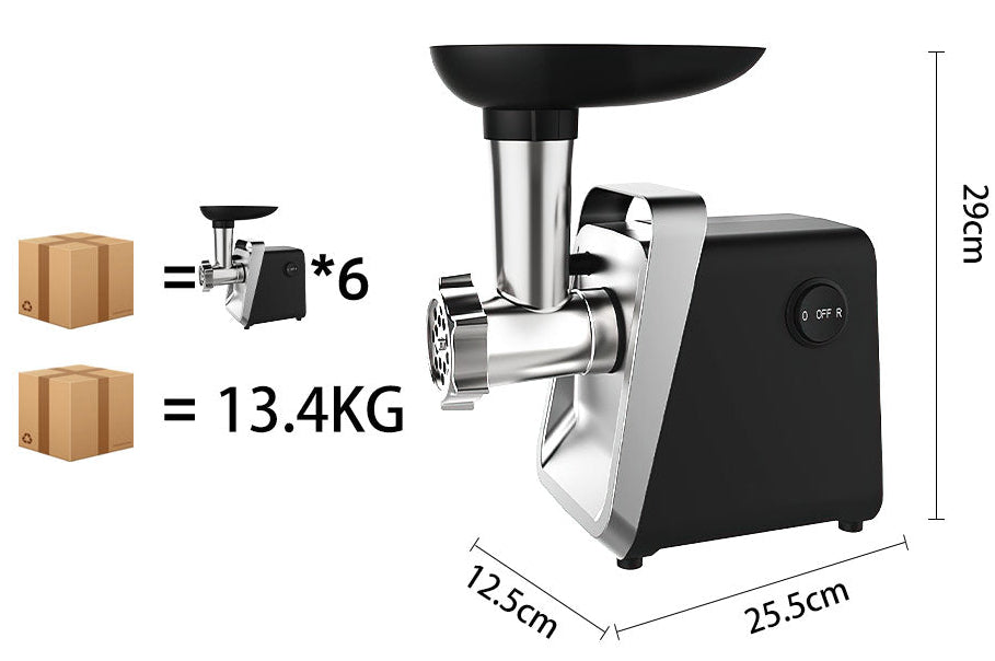 3-in-1 Elektrische Vleesmolen en Worstvuller – 750W Keukenmachine met RVS Messen