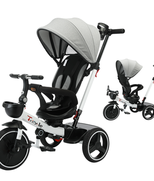 5-in-1 Kinderwagen Driewieler – Verstelbare Luifel, Duwstang en Veiligheidsharnas voor 1–5 Jaar