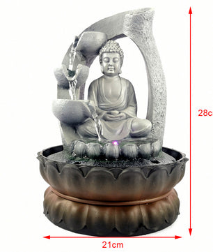Tafelblad Waterfontein met LED Verlichting – Boeddha Decoratief Waterornament voor Binnen