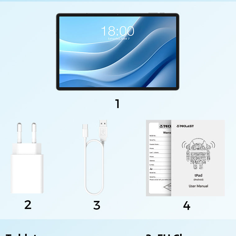 11 Inch Tablet met Android 15 – 20GB RAM, 128GB Opslag, 4G LTE en 7000mAh Batterij