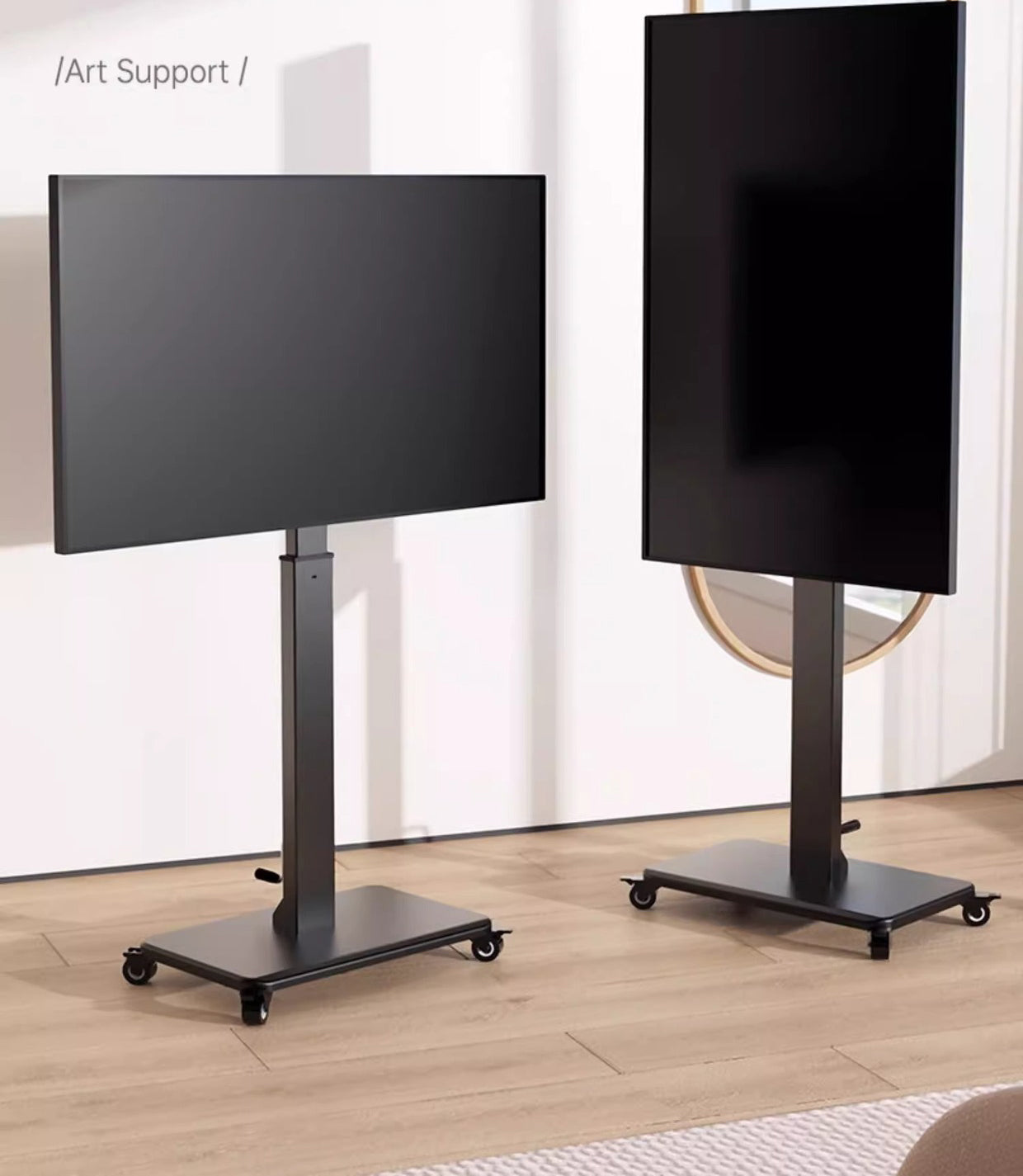 Vloer TV-standaard met Stopcontact – Universele en In Hoogte Verstelbare TV-standaard met Draaifunctie