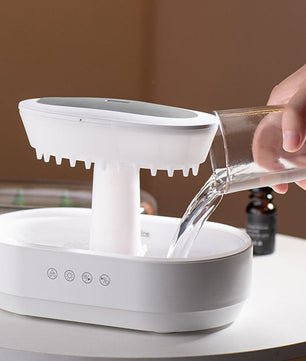 Aroma Luchtbevochtiger met Regendruppel Effect en LED Licht – Ultrasone Diffuser met Witte Ruis