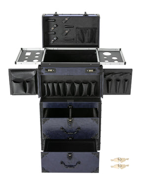 Vintage Make-up Trolley met Wielen – Afsluitbare Cosmetische Koffer met Grote Capaciteit