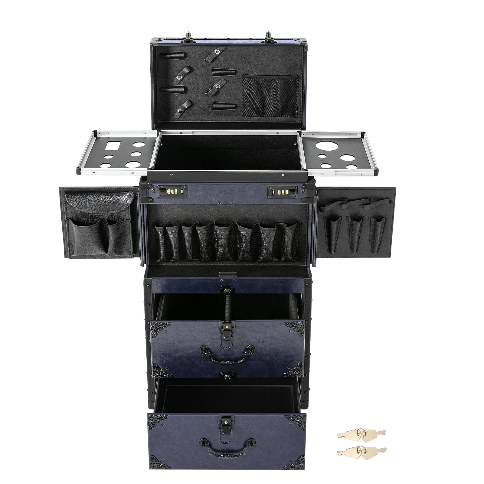 Vintage Make-up Trolley met Wielen – Afsluitbare Cosmetische Koffer met Grote Capaciteit