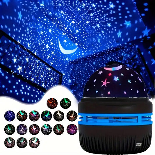 LED Sterrenhemel Projector – Galaxy Lamp met Maan en Sterren, RGB Nachtlamp en Sfeerverlichting