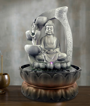 Tafelblad Waterfontein met LED Verlichting – Boeddha Decoratief Waterornament voor Binnen