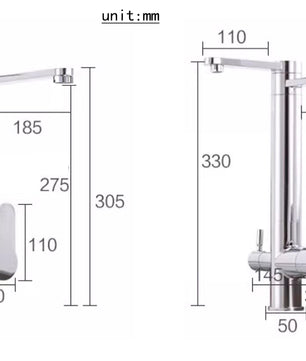 3-Weg Keukenkraan met Waterfilter – Warm en Koud