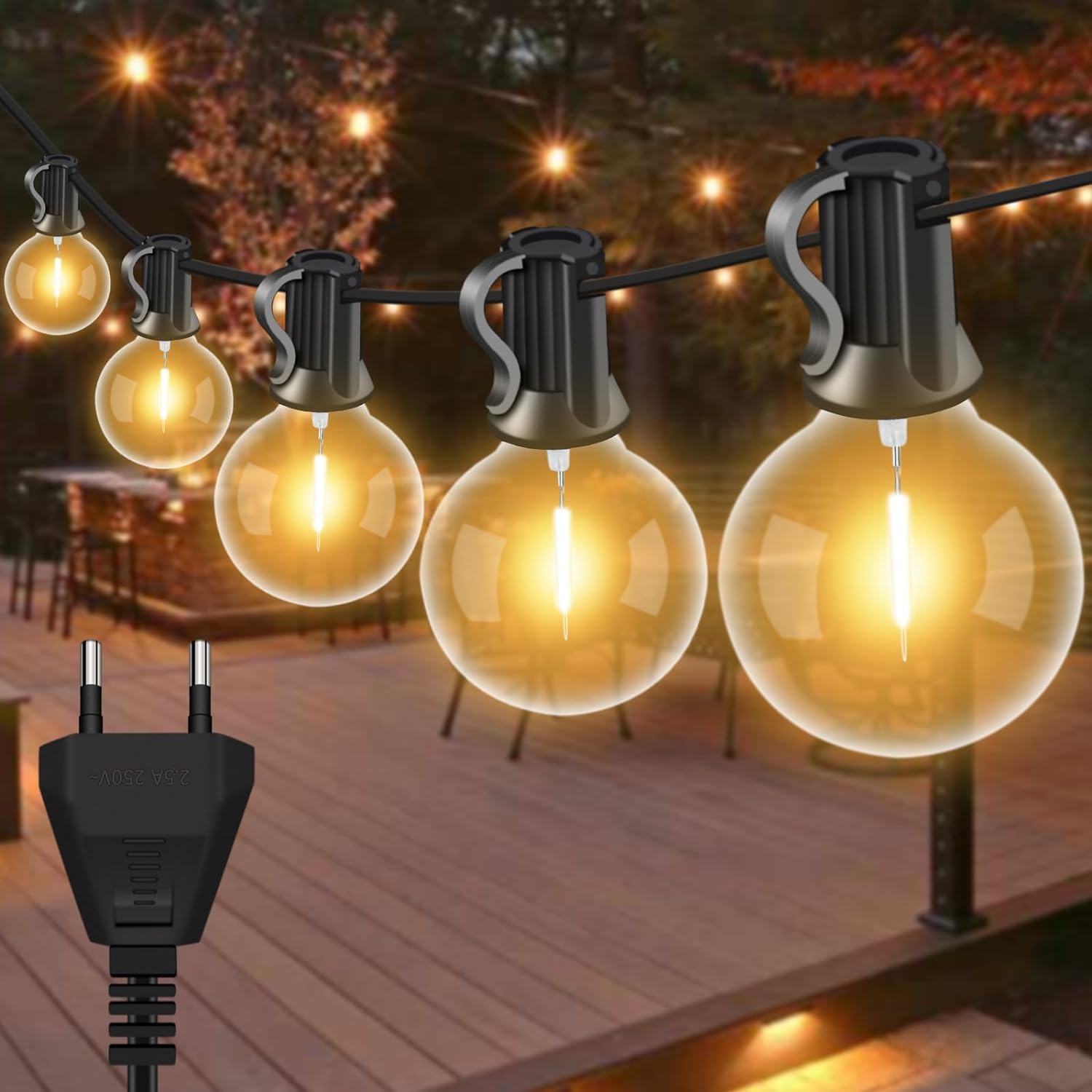 G40 LED Globe Lichtslinger voor Buiten – Waterdichte Tuinverlichting met EU Stekker