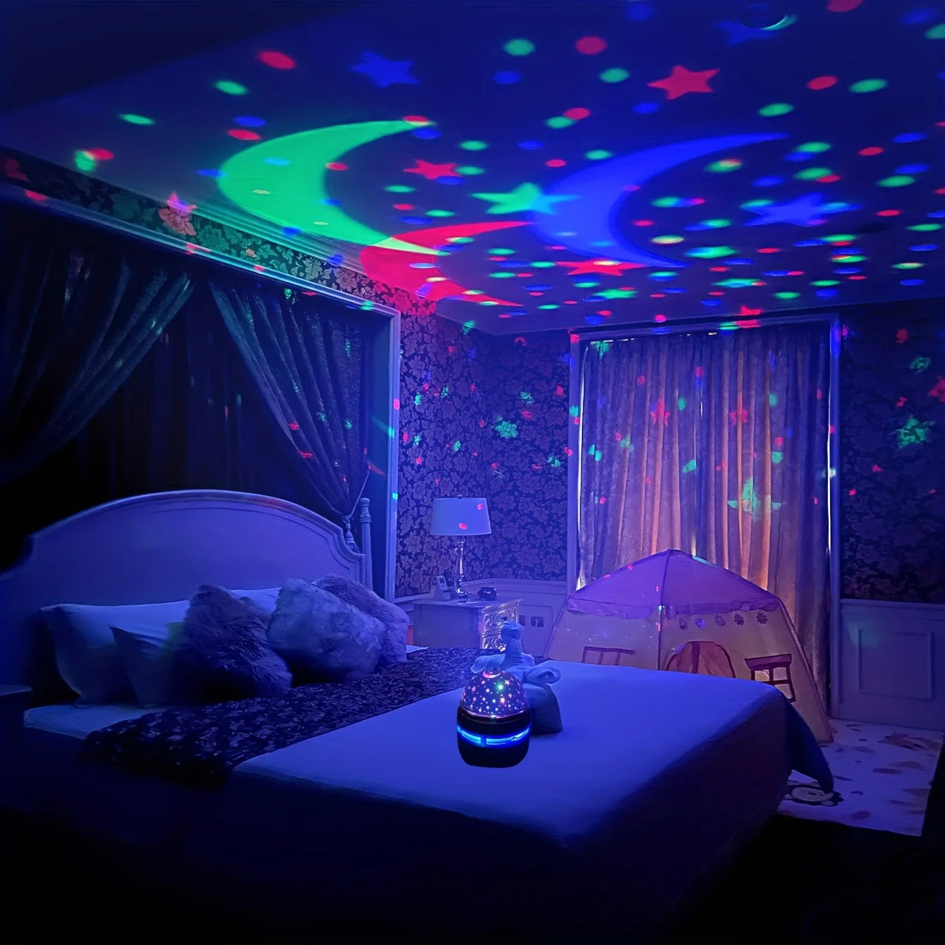 LED Sterrenhemel Projector – Galaxy Lamp met Maan en Sterren, RGB Nachtlamp en Sfeerverlichting